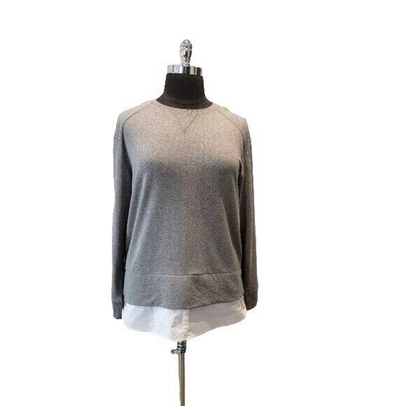 Soma Weekend Sweater Crew Pullover Blouse Combo Sz Large Gray White - Picture 1 of 11